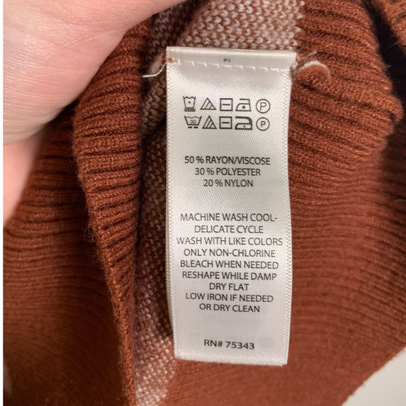 Christian Siriano Brown Plaid Pullover V Neck Sweater, Size L - Picture 5 of 5